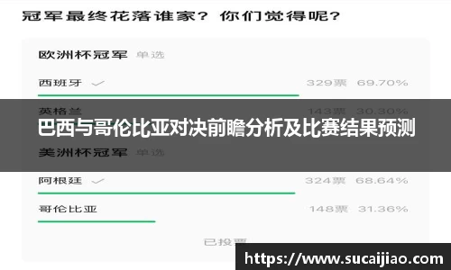 巴西与哥伦比亚对决前瞻分析及比赛结果预测